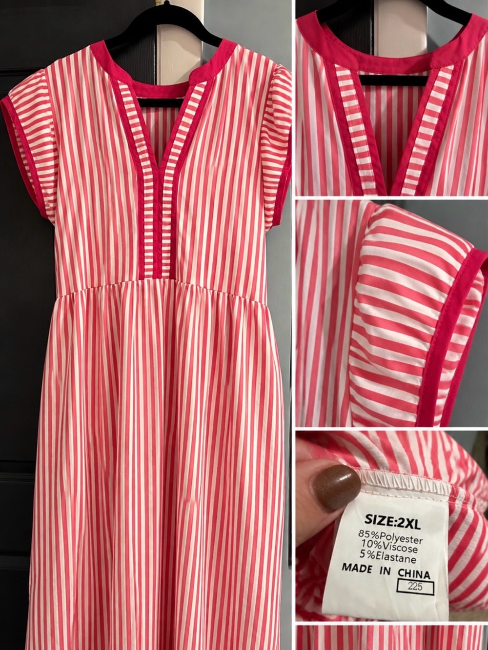 Womes Pink Stripe Midi Dress